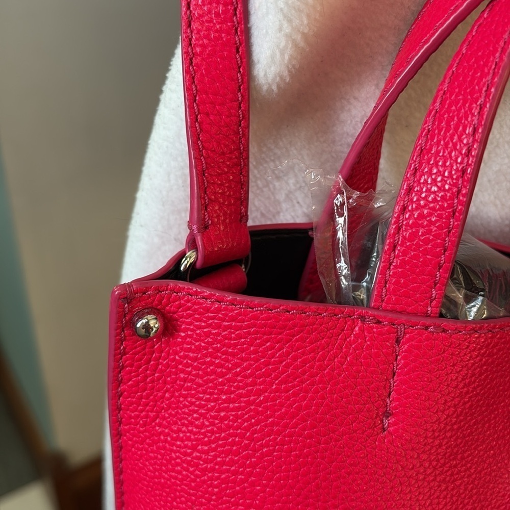 Rebecca Minkoff Satchel Crossbody bag pebbled leather bright pink Silvertone - Picture 5 of 14